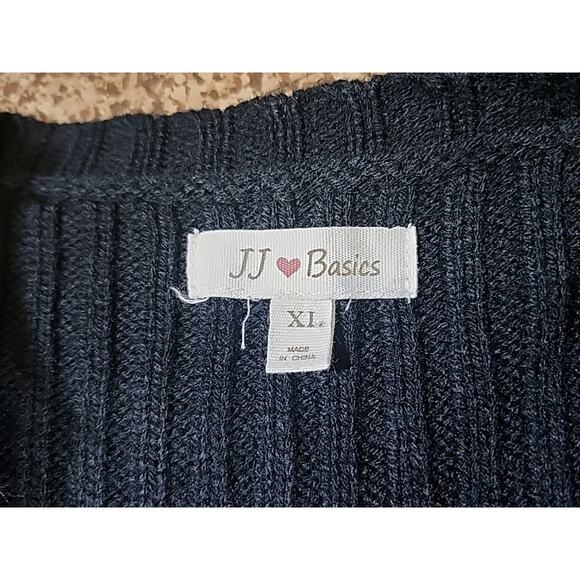 JJ Basic Sz XL Black Gothic Faux Fur Sleeveless Cable Knit Sweater Vest Grunge - Picture 4 of 7